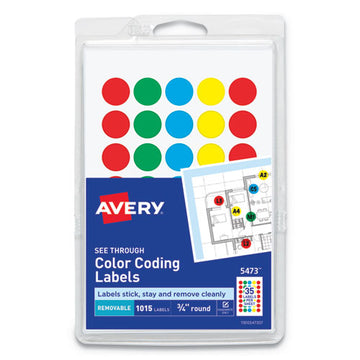 Avery® Handwrite-only Self-adhesive "see Through" Removable Round Color Dots, 0.75" Dia., Assorted, 35-sheet, 29 Sheets-pack, (5473) freeshipping - TVN Wholesale
